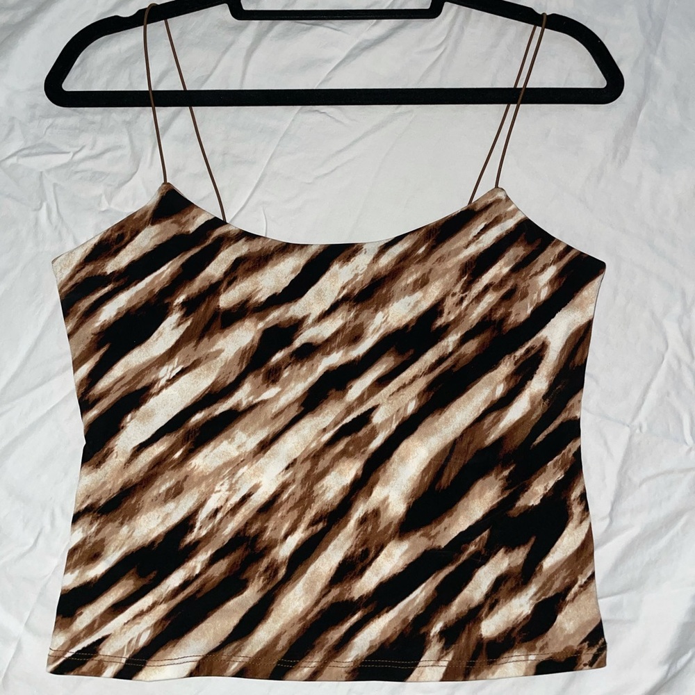 Leith animal print spaghetti strap crop tank